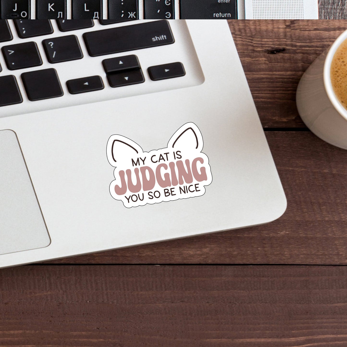 My cat is judging you so be nice Sticker, Vinyl sticker, laptop sticker, Tablet sticker