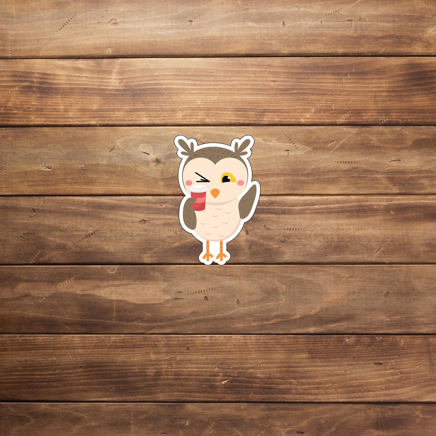 Owl Drink Coffee Sticker