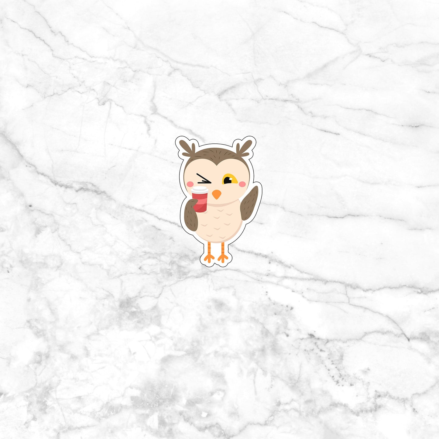 Owl Drink Coffee Sticker