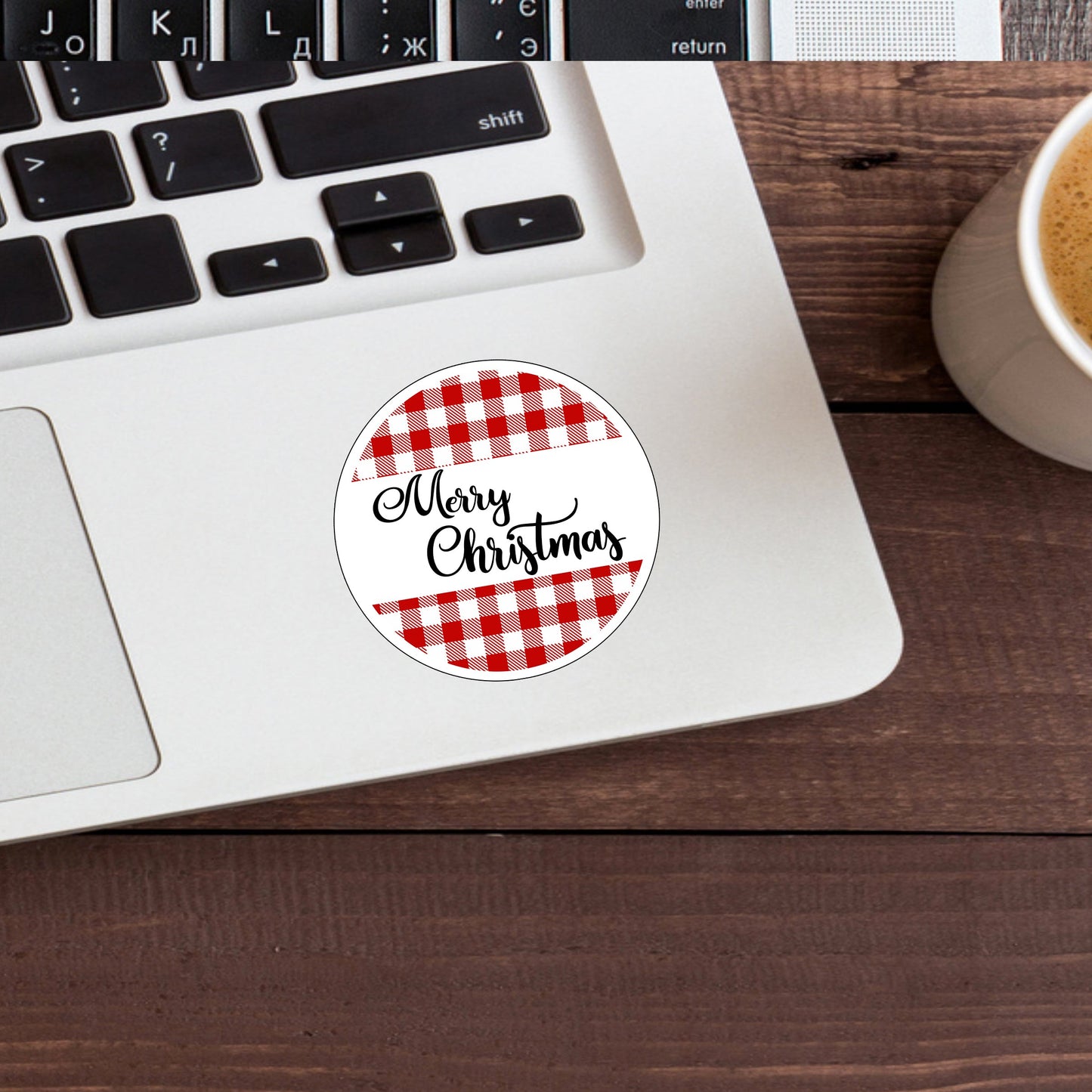 Plaid Merry Christmas Sticker