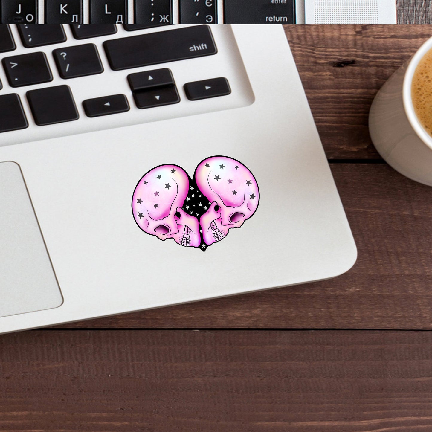 Pastal Goth Sticker, Skull heart Sticker