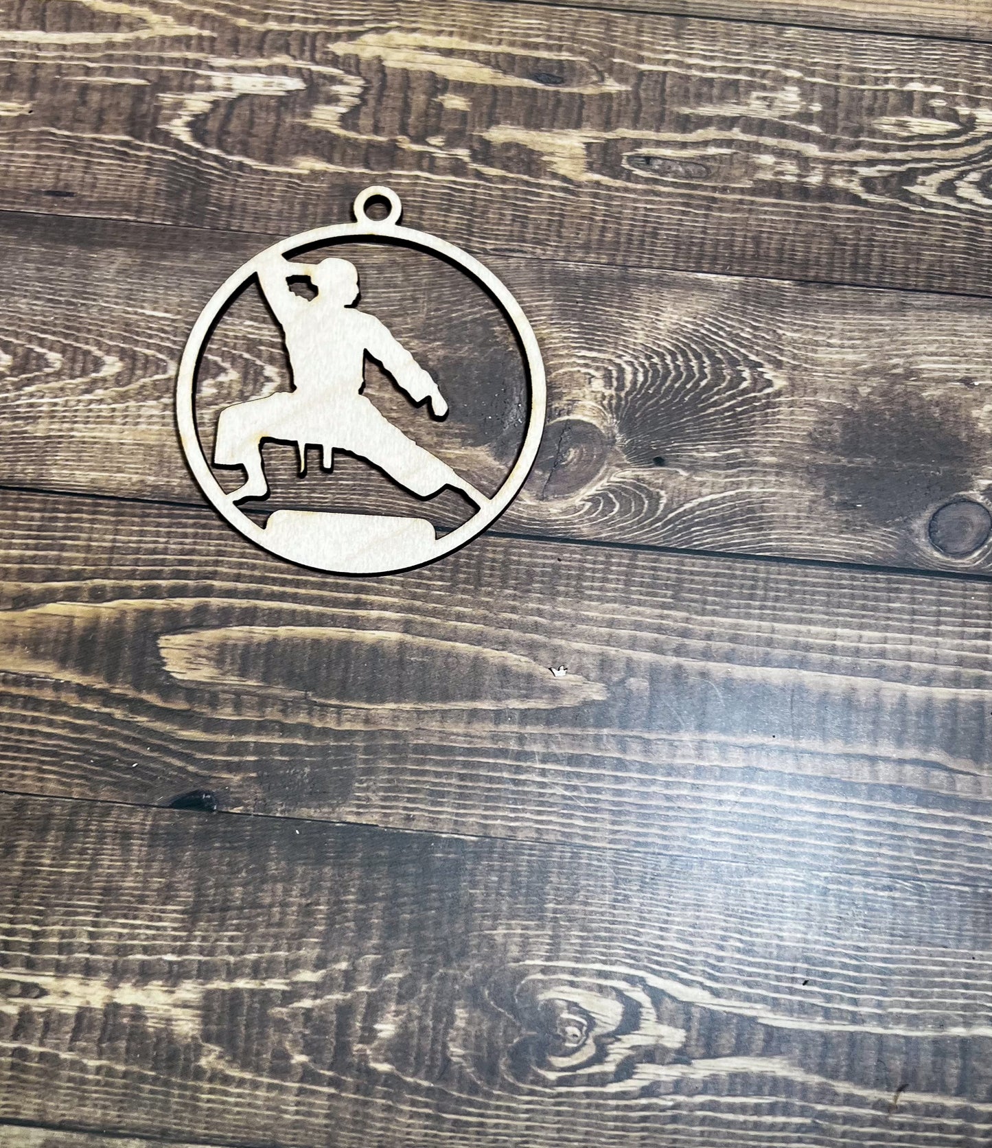 Karate Ornament, Wooden Sports Ornament, Sports Ornament, Engraved Ornament, Laser Engraved Wood Ornament