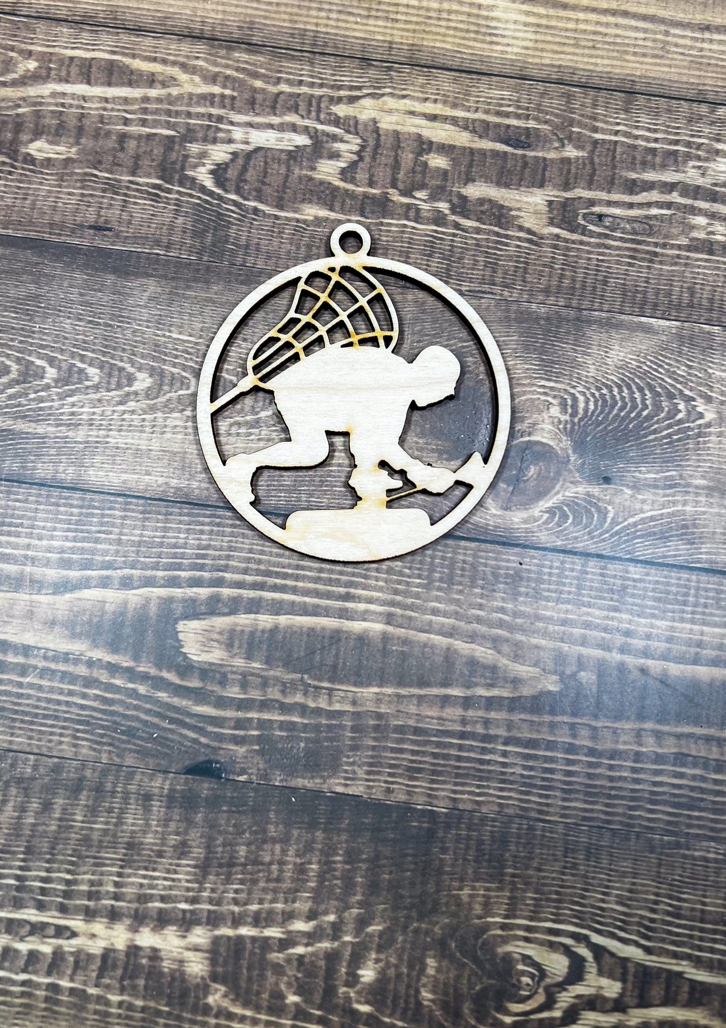 Lacrosse Ornament, Wooden Sports Ornament, Sports Ornament, Engraved Ornament, Laser Engraved Wood Ornament