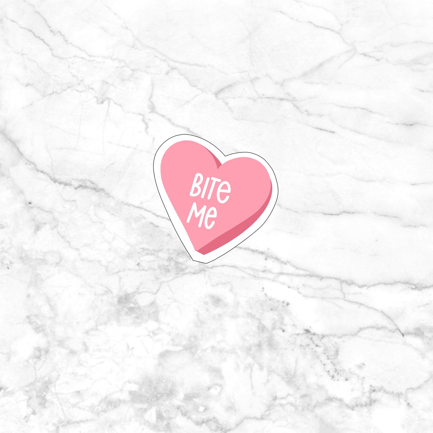 conversation hearts_bite me Sticker, Vinyl sticker, laptop sticker, Tablet sticker