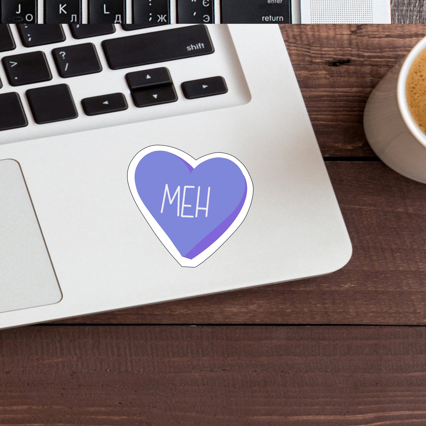 conversation hearts meh Sticker, Vinyl sticker, laptop sticker, Tablet sticker
