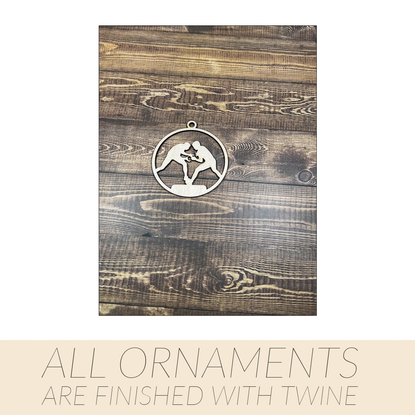 Wrestling Ornament, Wooden Sports Ornament, Sports Ornament, Engraved Ornament, Laser Engraved Wood Ornament