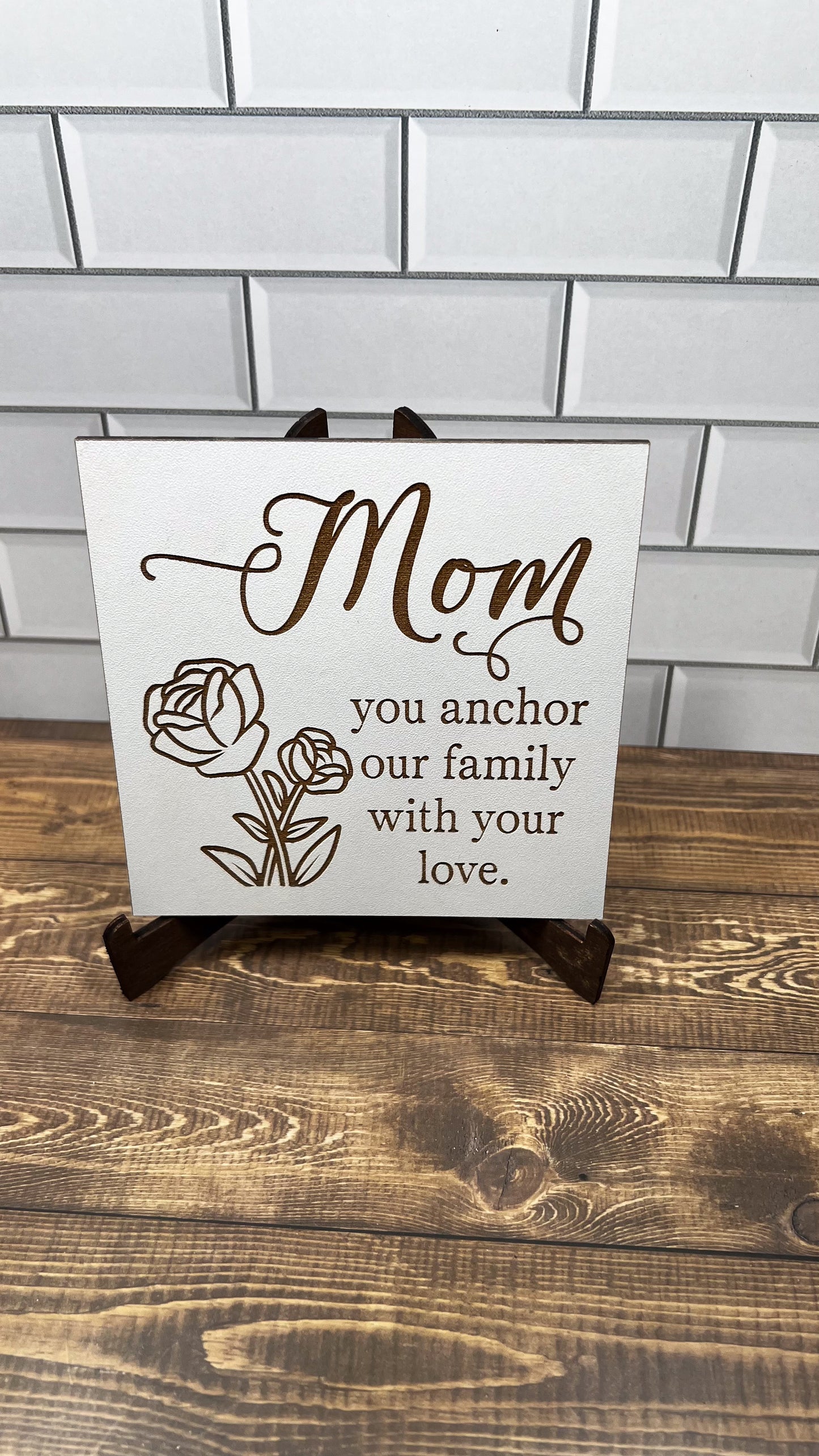 Mom, You anchor our family with your love "5x5 " sign, Scrabble Tile, Wall Art