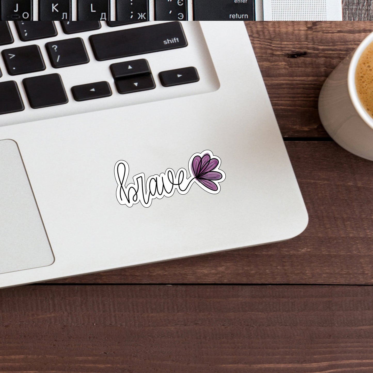 floral_brave Sticker, Vinyl sticker, laptop sticker, Tablet sticker