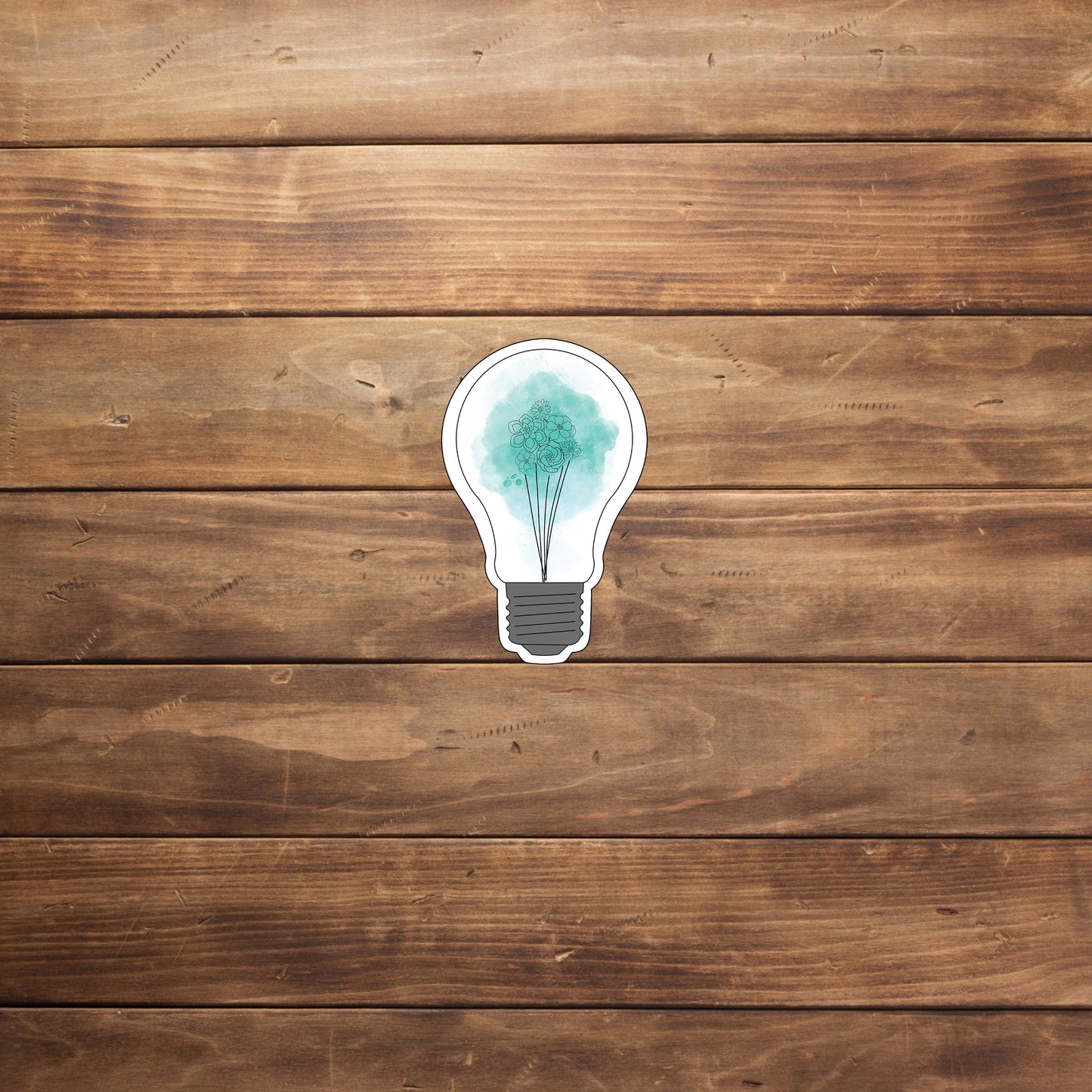floral lightbulb_blue Sticker, Vinyl sticker, laptop sticker, Tablet sticker
