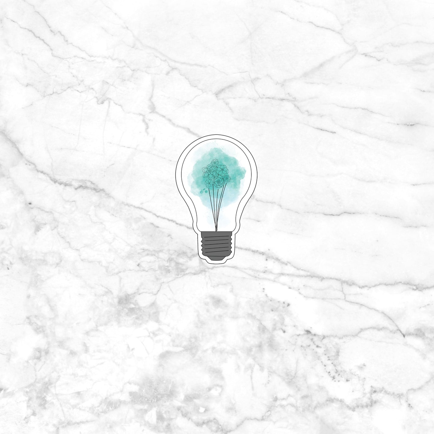 floral lightbulb_blue Sticker, Vinyl sticker, laptop sticker, Tablet sticker