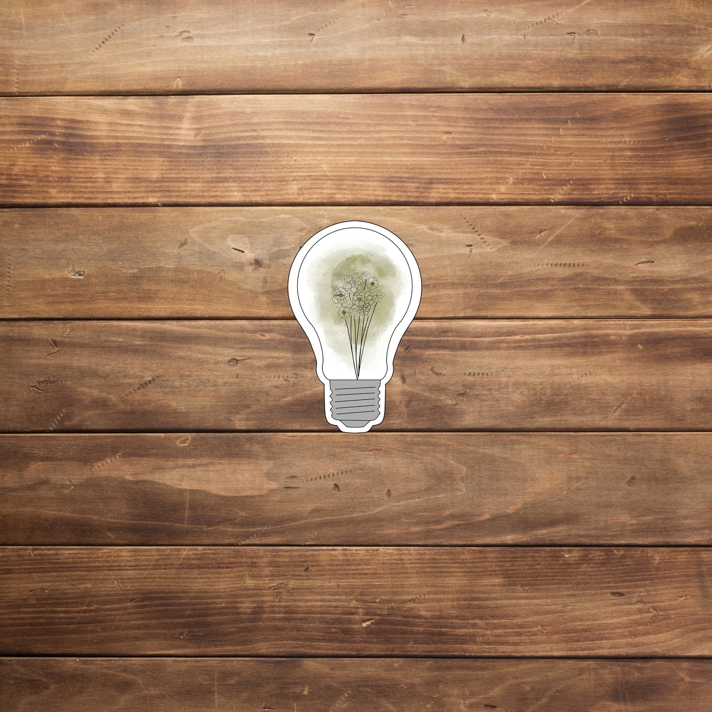 floral lightbulb_green Sticker, Vinyl sticker, laptop sticker, Tablet sticker