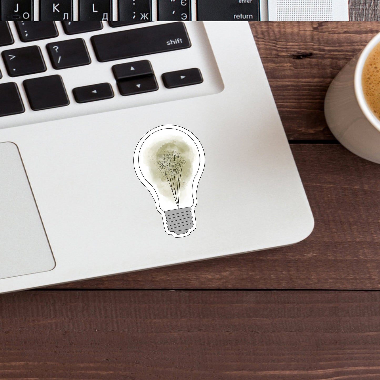 floral lightbulb_green Sticker, Vinyl sticker, laptop sticker, Tablet sticker
