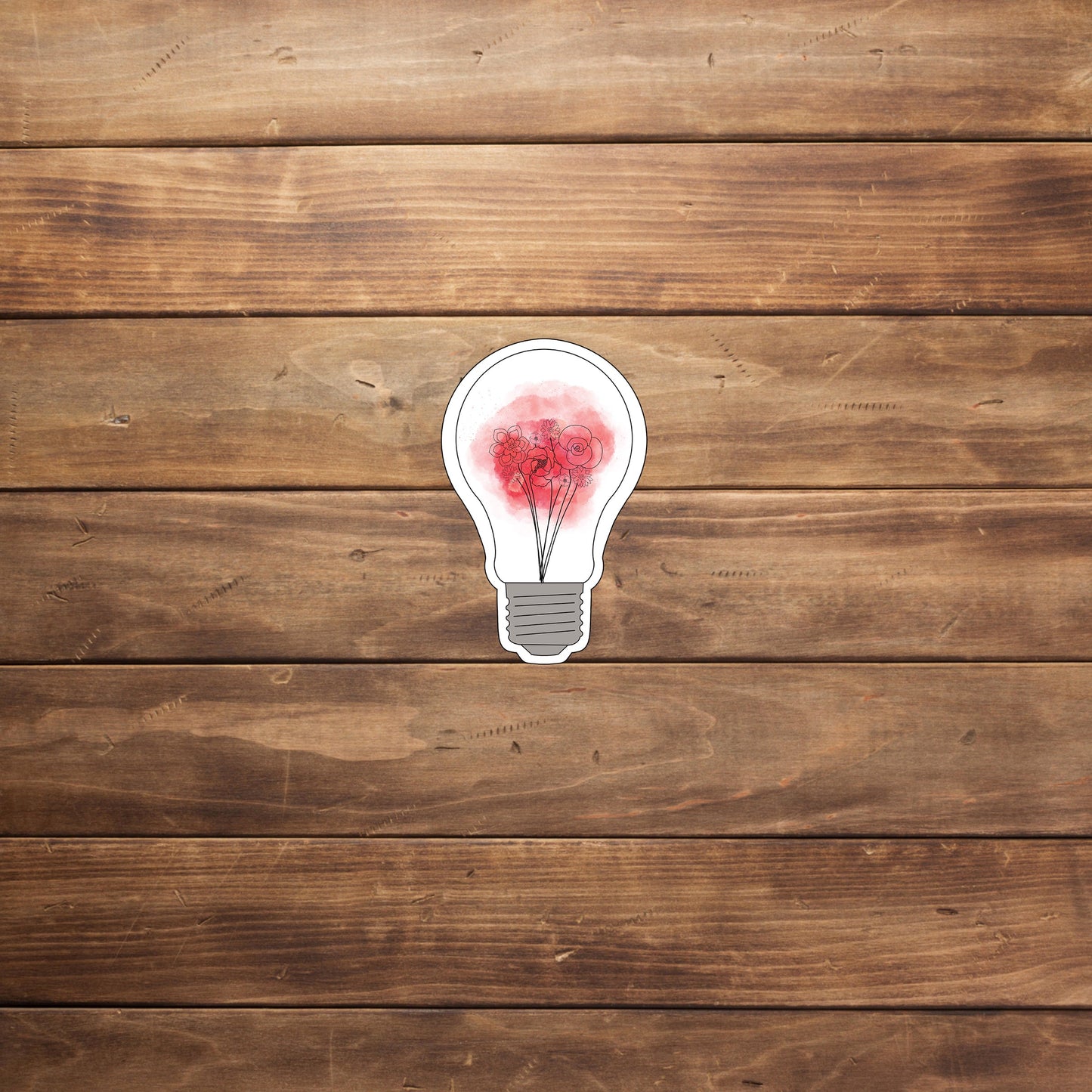 floral lightbulb_red Sticker, Vinyl sticker, laptop sticker, Tablet sticker
