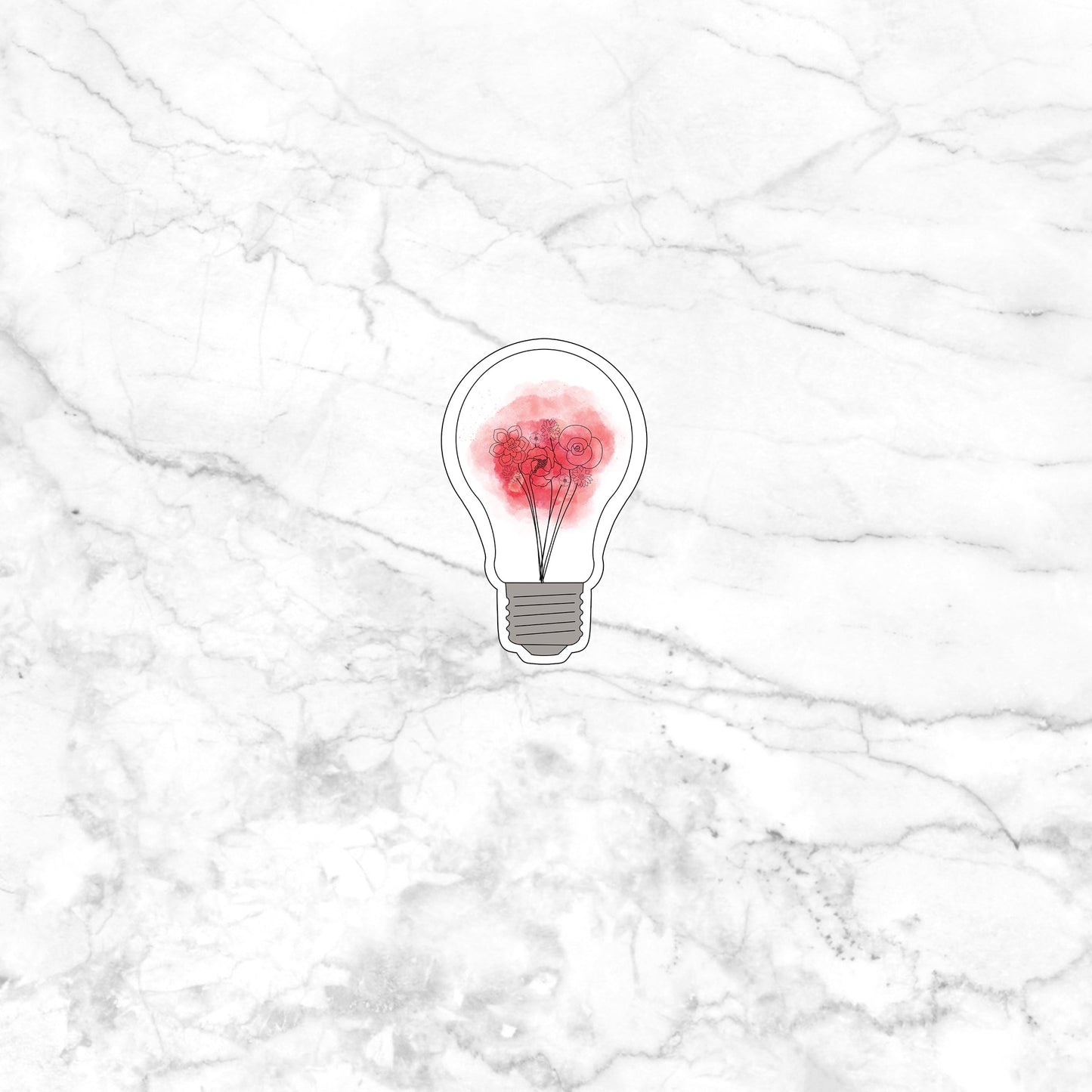 floral lightbulb_red Sticker, Vinyl sticker, laptop sticker, Tablet sticker