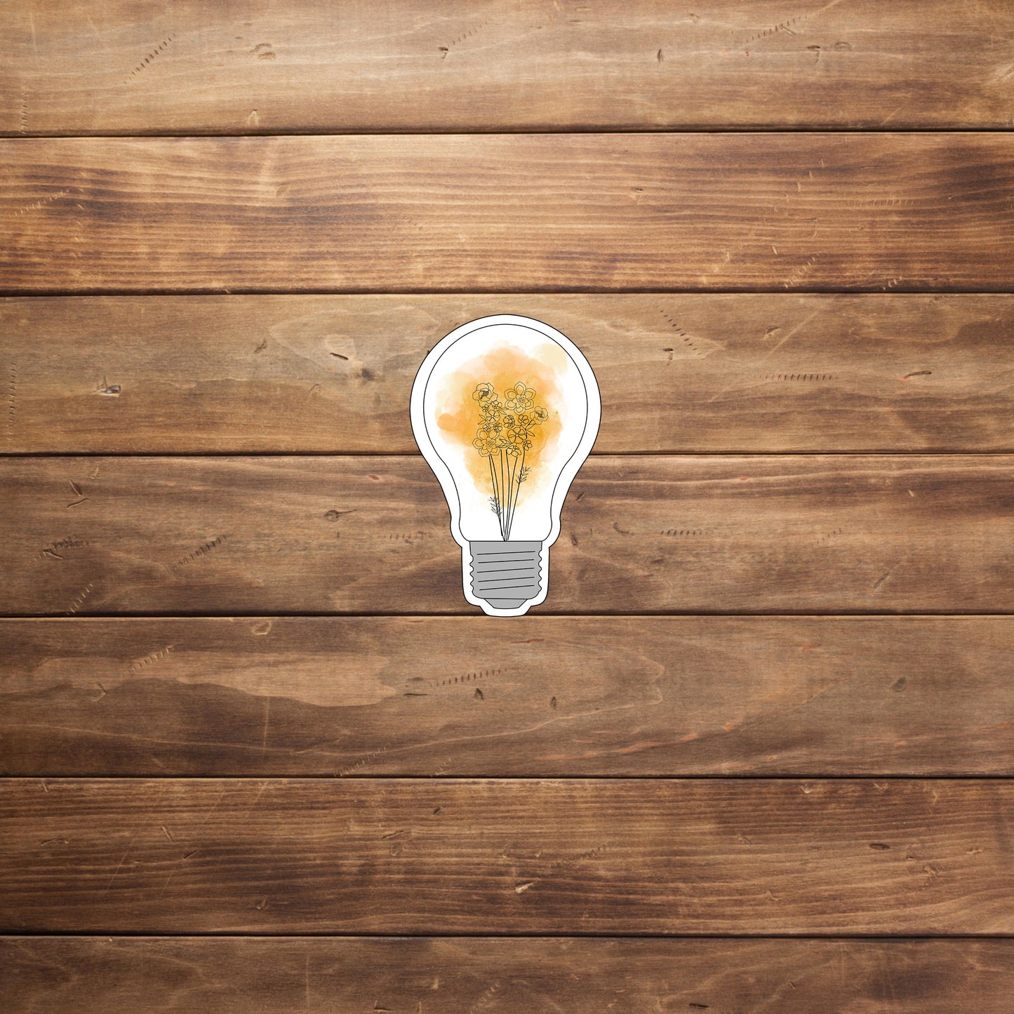 floral lightbulb_yellow Sticker, Vinyl sticker, laptop sticker, Tablet sticker