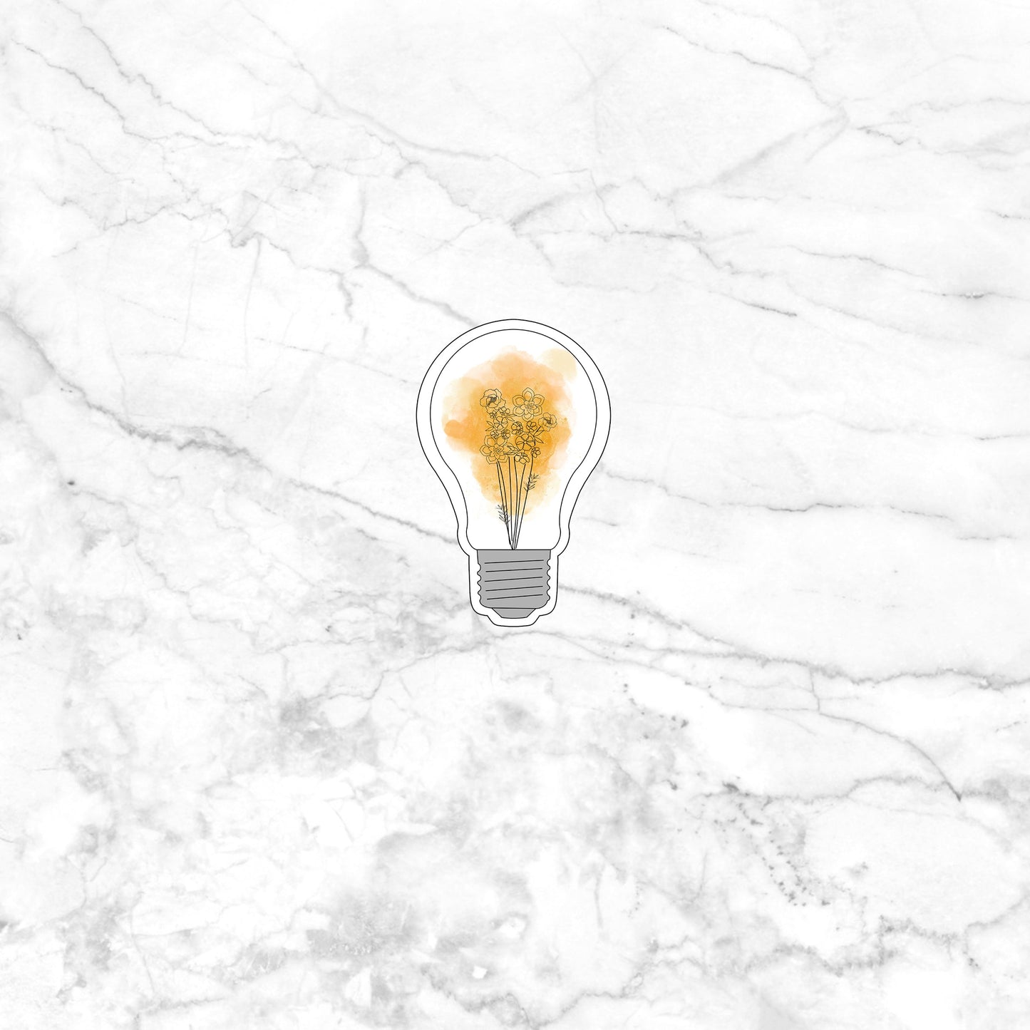 floral lightbulb_yellow Sticker, Vinyl sticker, laptop sticker, Tablet sticker