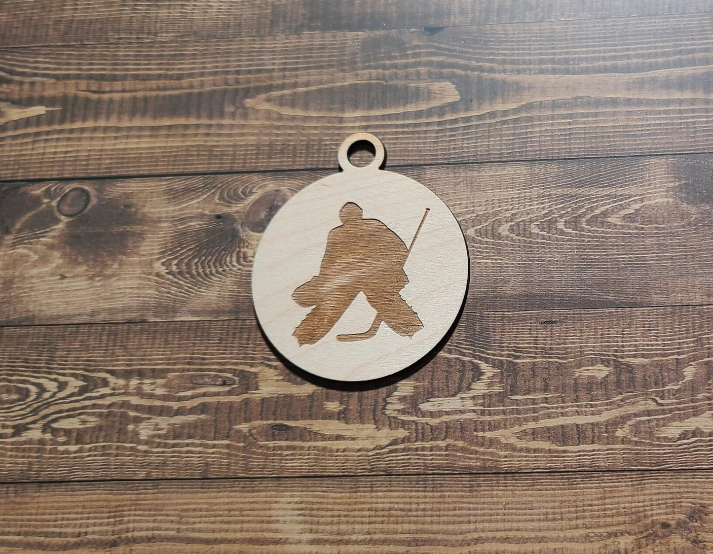 Hockey Ornament, Laser Engraved Ornament, Hockey Lover , Goalie Ornament