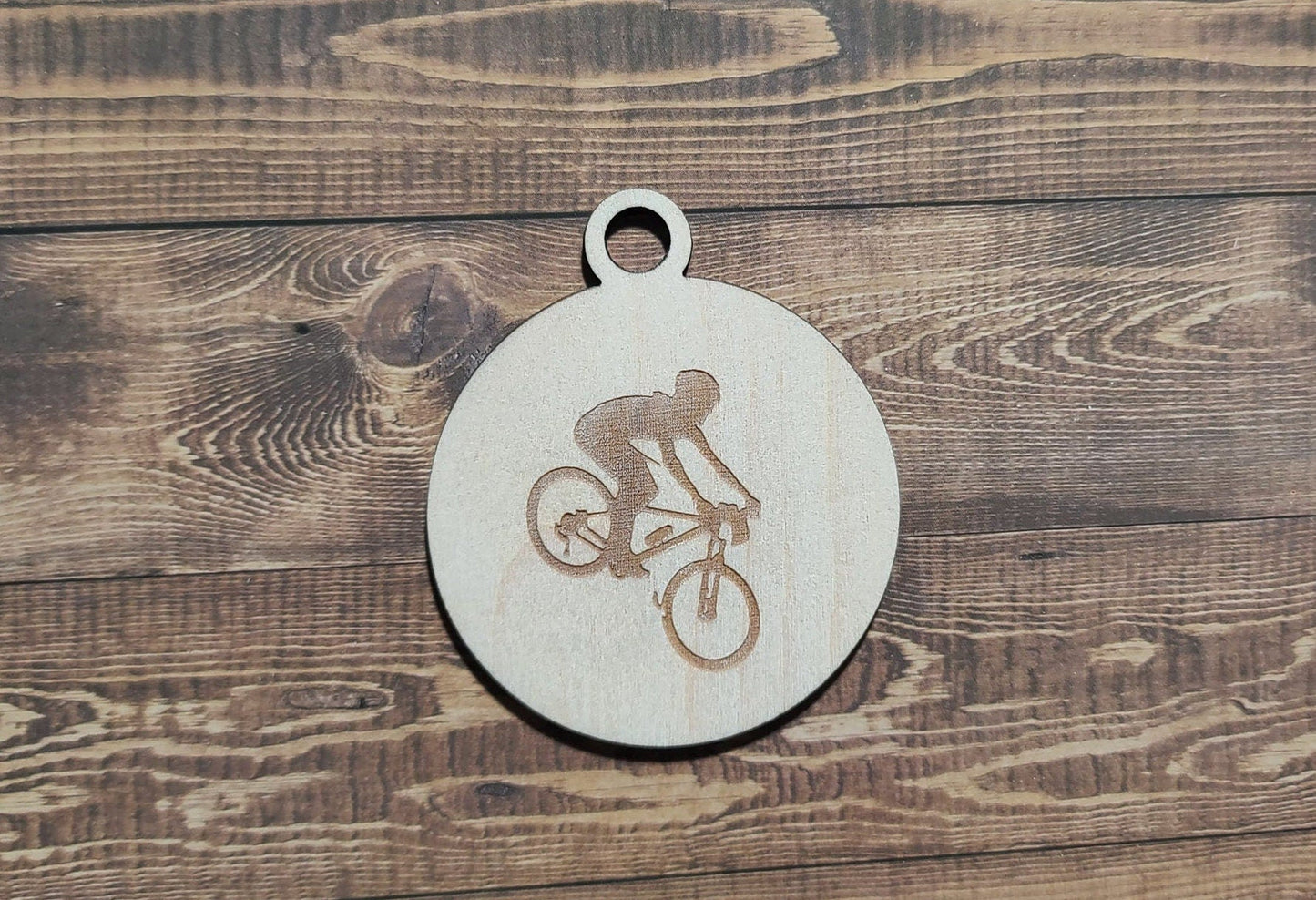 Cyclist Ornament, Laser Engraved Ornament, Bike Lover