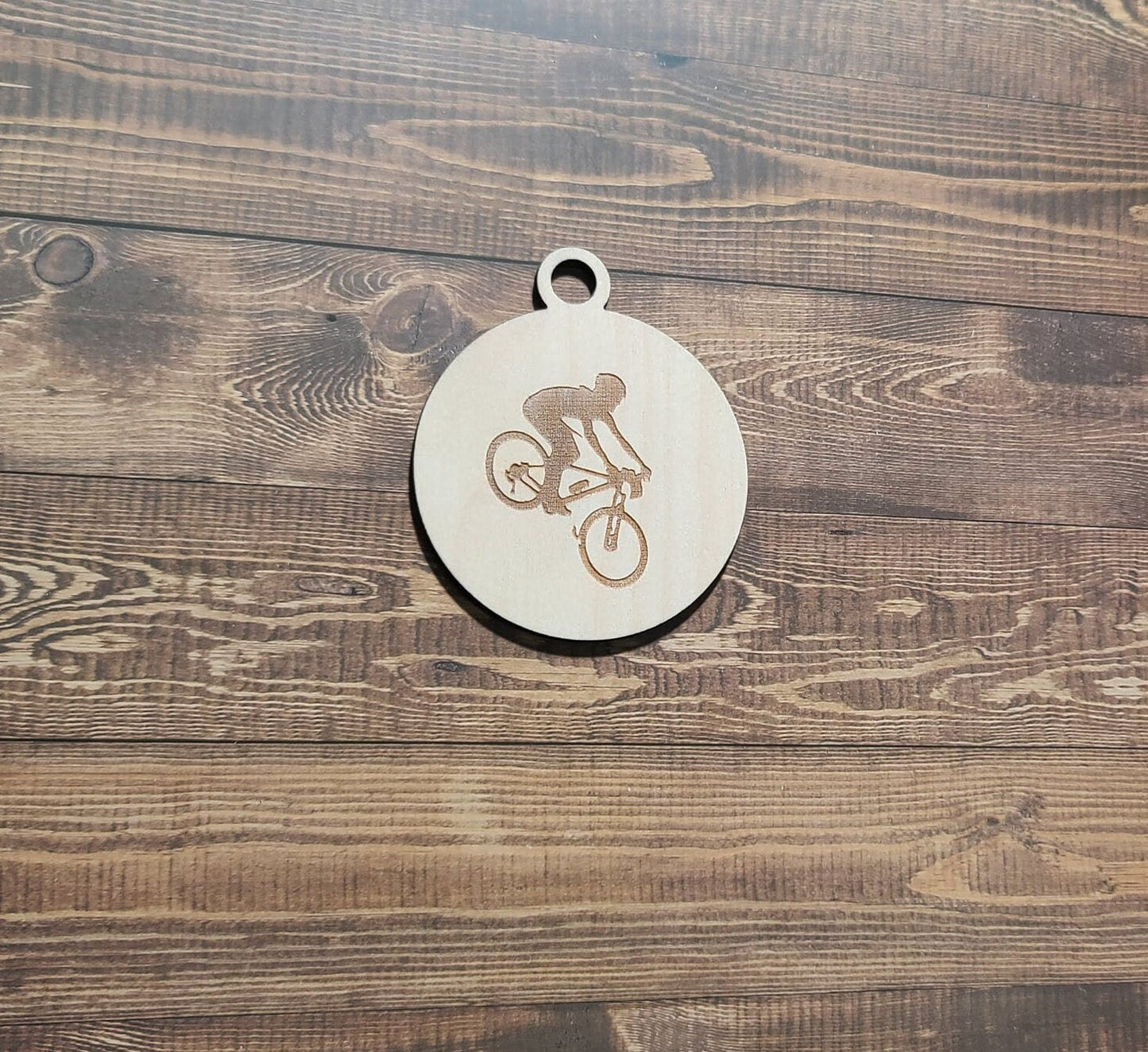 Cyclist Ornament, Laser Engraved Ornament, Bike Lover