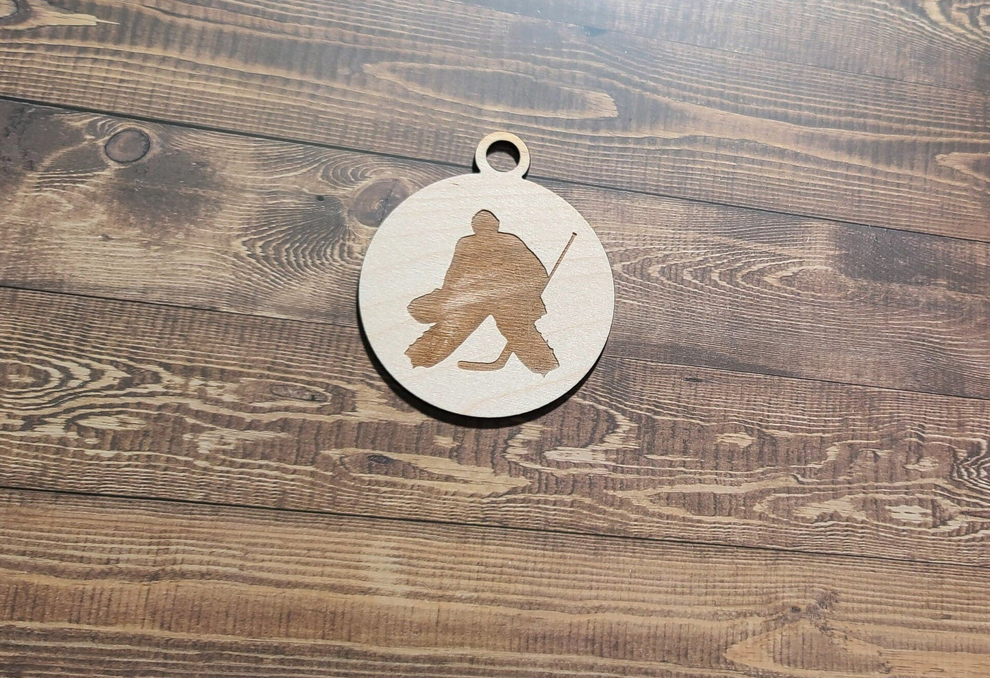 Hockey Ornament, Laser Engraved Ornament, Hockey Lover , Goalie Ornament