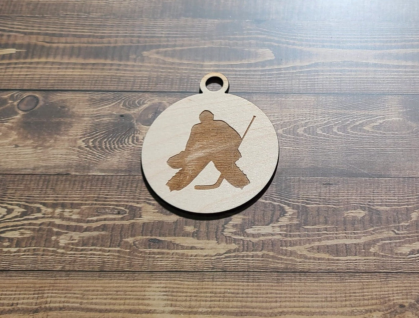 Hockey Ornament, Laser Engraved Ornament, Hockey Lover , Goalie Ornament