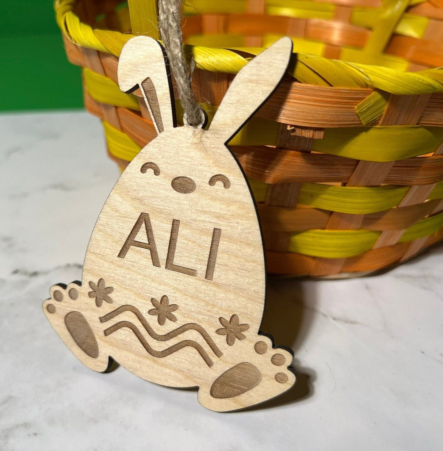 Custom Easter Tag , Custom Basket Tag , Personalized Tag , Wooden Easter Tag , Bunny Easter Tag