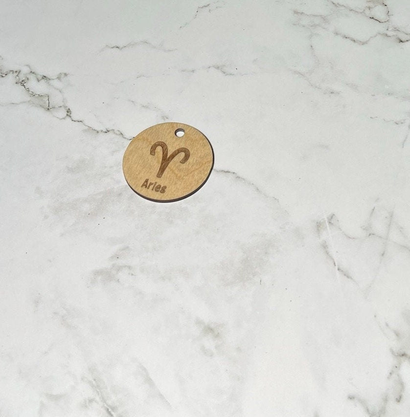 Aries Keychain , Laser Engraved Keychain , bag tag , gift for her , gift for him , Horoscope Keychain