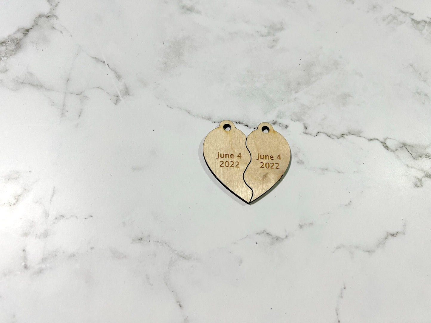 Split Heart Laser Engraved Keychain , Laser Engraved Keychain , bag tag , gift for her , gift for him ,
