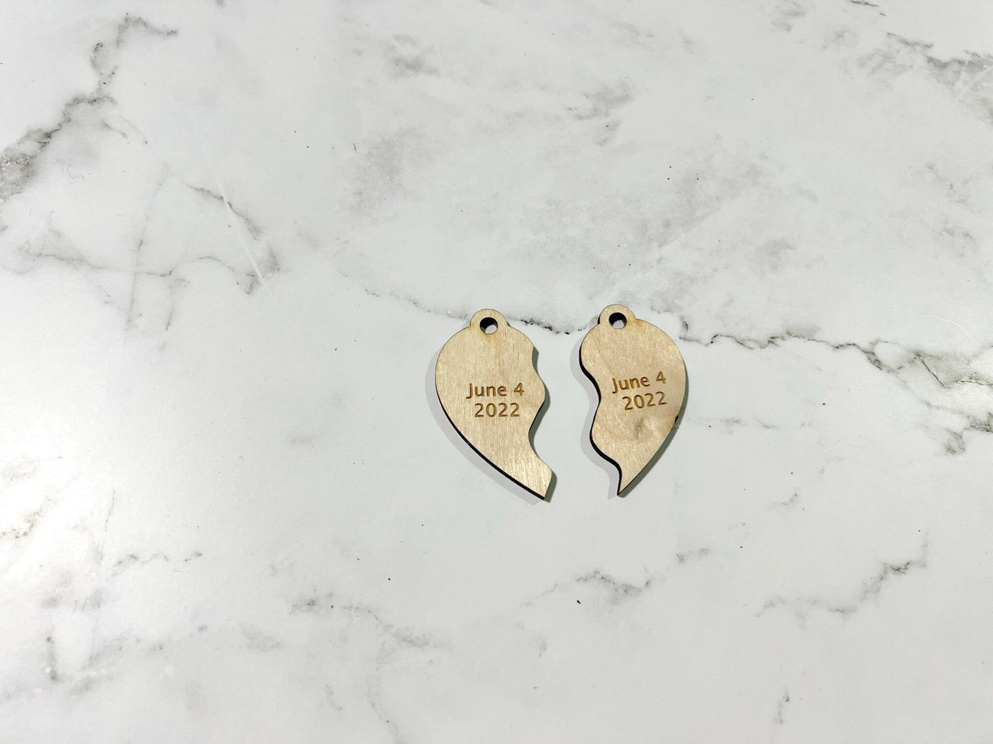 Split Heart Laser Engraved Keychain , Laser Engraved Keychain , bag tag , gift for her , gift for him ,