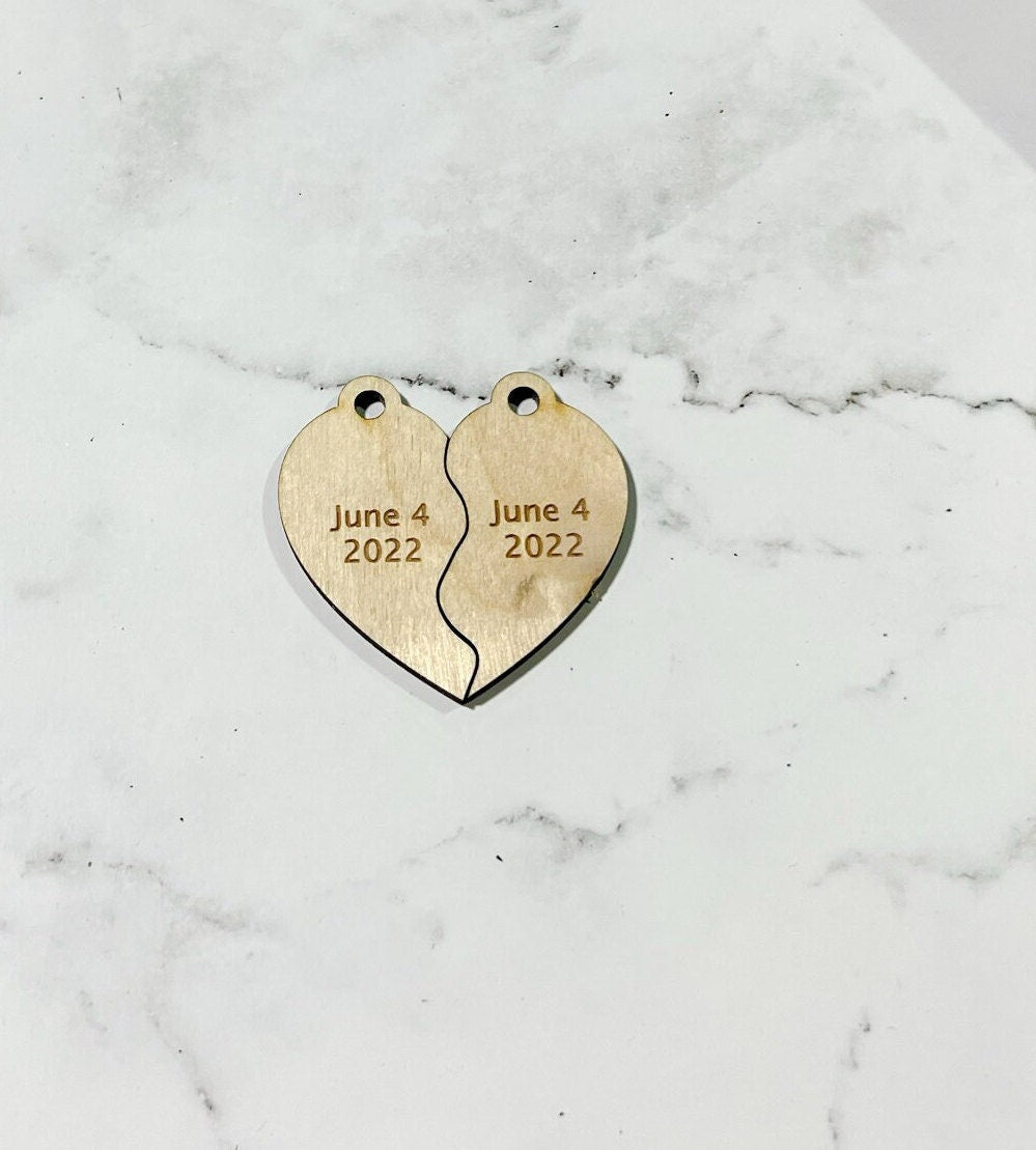 Split Heart Laser Engraved Keychain , Laser Engraved Keychain , bag tag , gift for her , gift for him ,