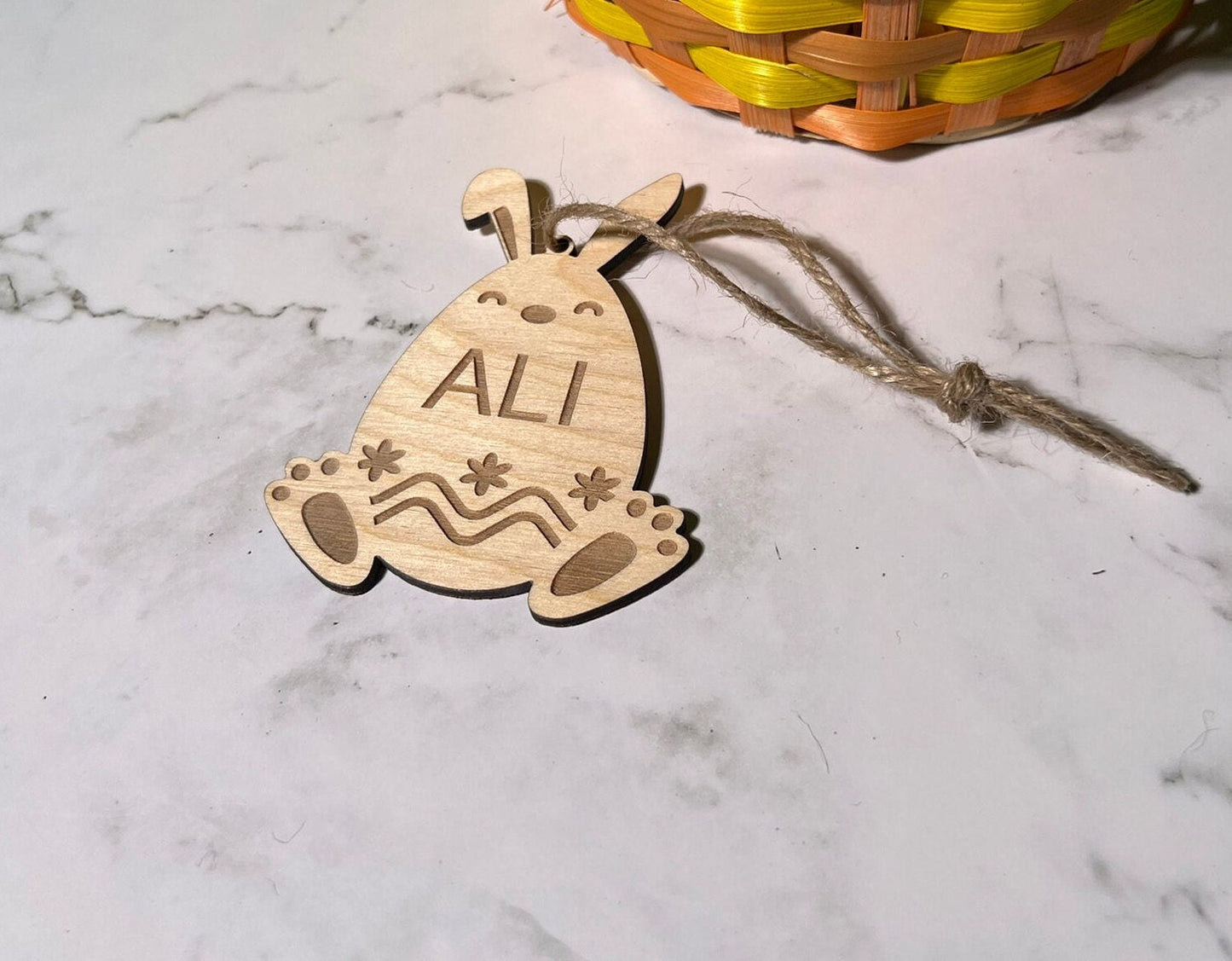 Custom Easter Tag , Custom Basket Tag , Personalized Tag , Wooden Easter Tag , Bunny Easter Tag