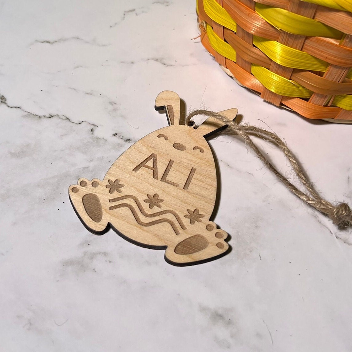 Custom Easter Tag , Custom Basket Tag , Personalized Tag , Wooden Easter Tag , Bunny Easter Tag