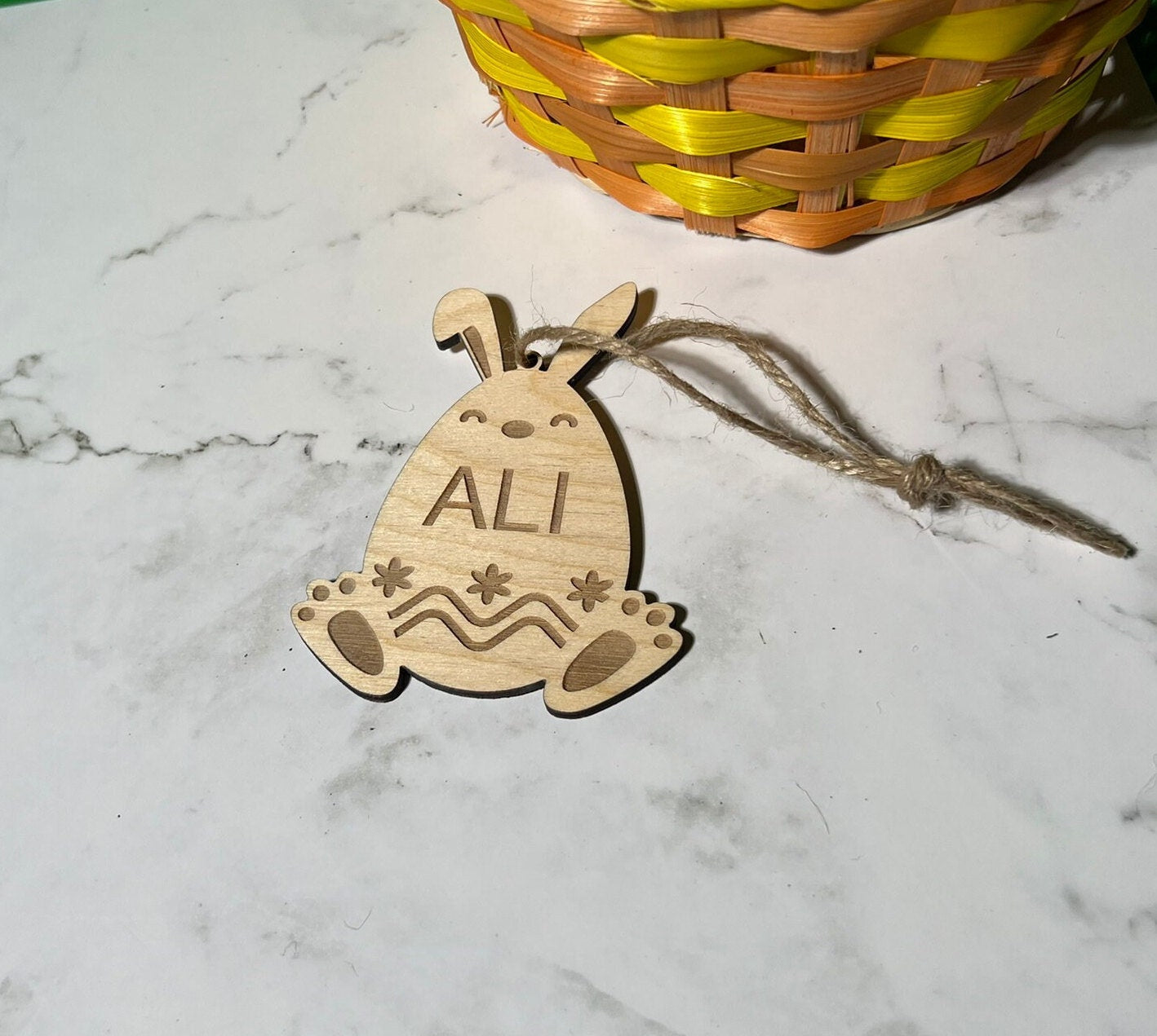 Custom Easter Tag , Custom Basket Tag , Personalized Tag , Wooden Easter Tag , Bunny Easter Tag