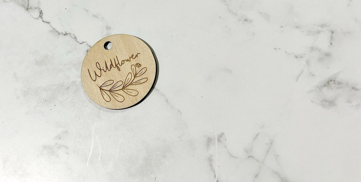 Wildflower Keychain , Inspirational Keychain ,, Custom Bag Tag , Laser Engraved Keychain