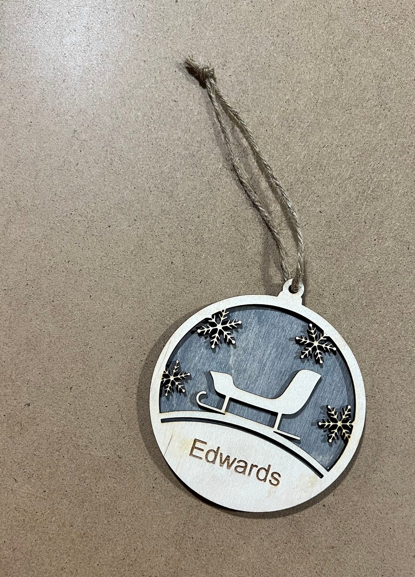Personalized Family Sleigh Ornament , Custom Ornament , Sleigh custom ornament,Wooden Ornament