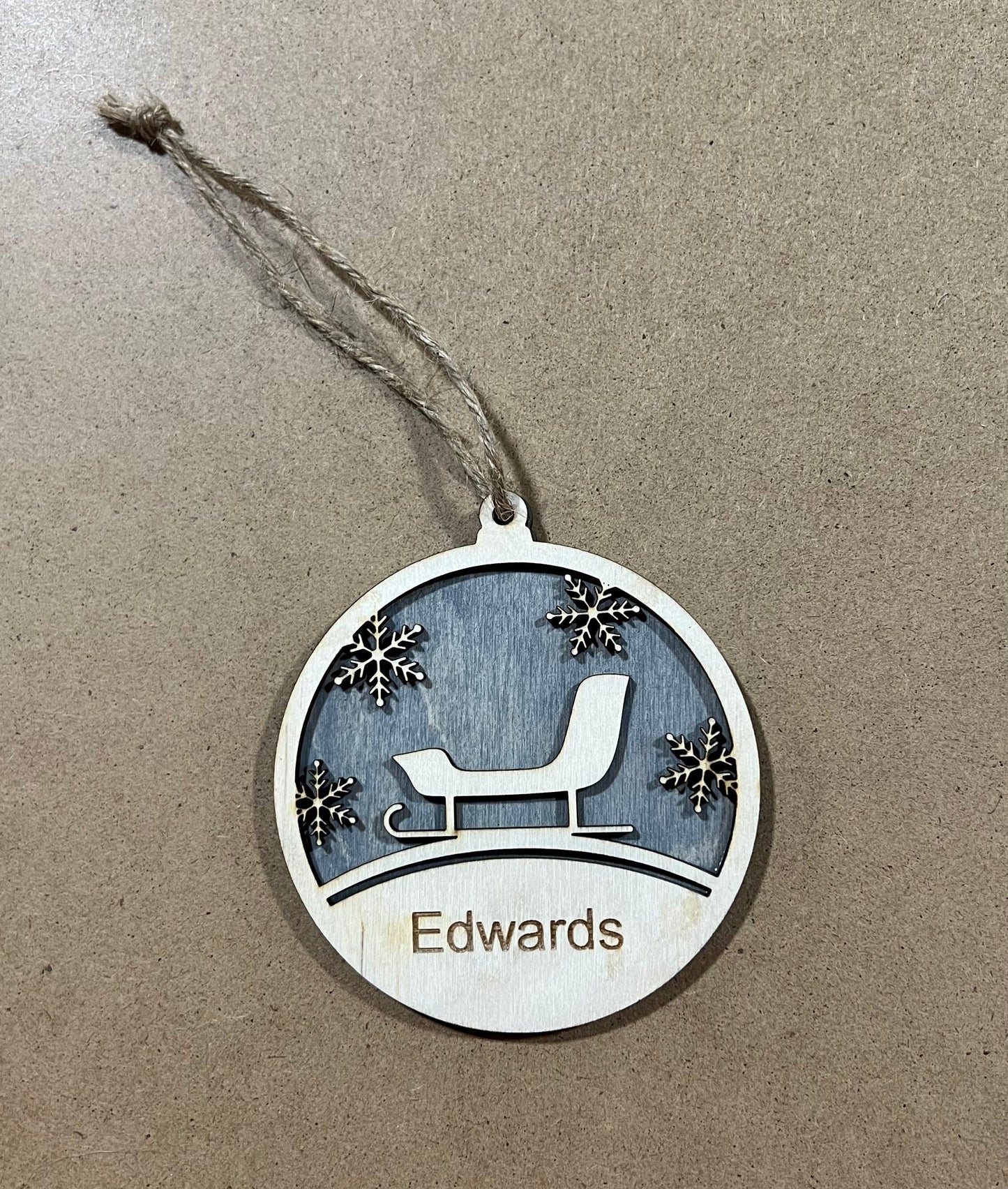 Personalized Family Sleigh Ornament , Custom Ornament , Sleigh custom ornament,Wooden Ornament