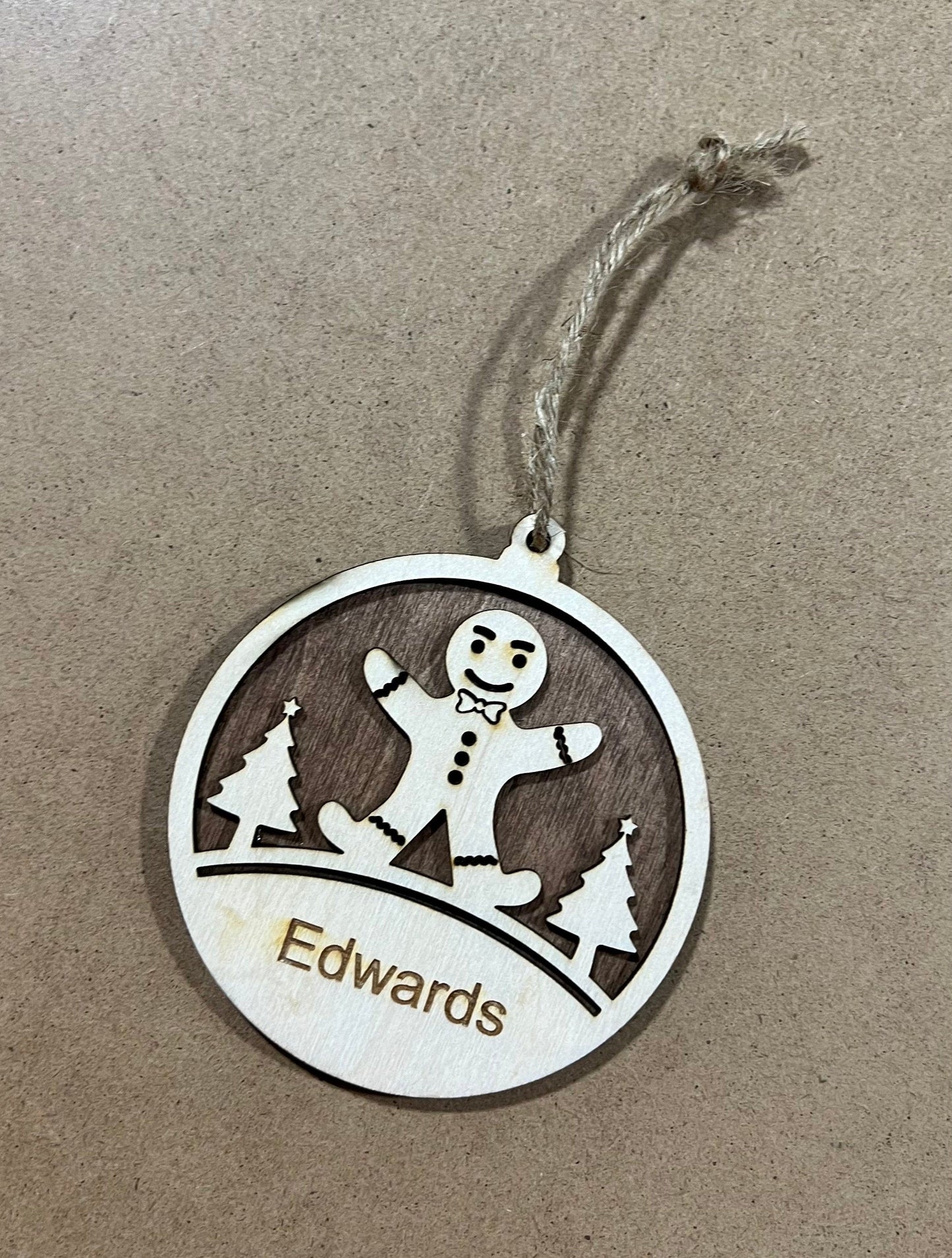Personalized Gingerbread Man Ornament , Custom Ornament , Gingerbread custom ornament,Wooden Ornament