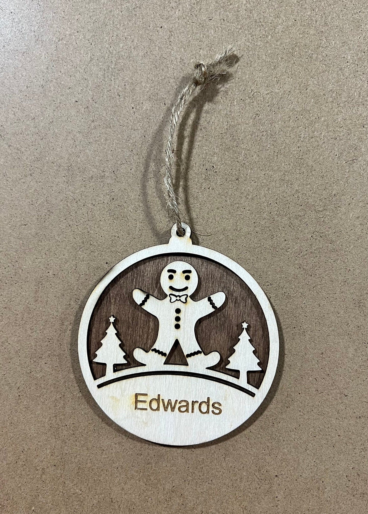 Personalized Gingerbread Man Ornament , Custom Ornament , Gingerbread custom ornament,Wooden Ornament