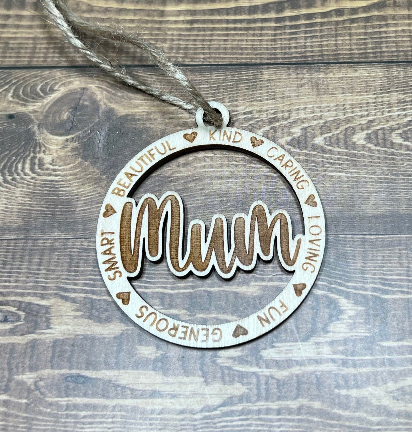 Mum Ornament ,Personalized Ornament, Wooden Family Ornament , Laser Engraved Wood Ornament,Wooden Ornament