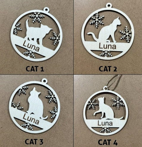 Personalized Cat Ornament , Custom Cat Ornament , Personalized Pet Ornament,Wooden Ornament
