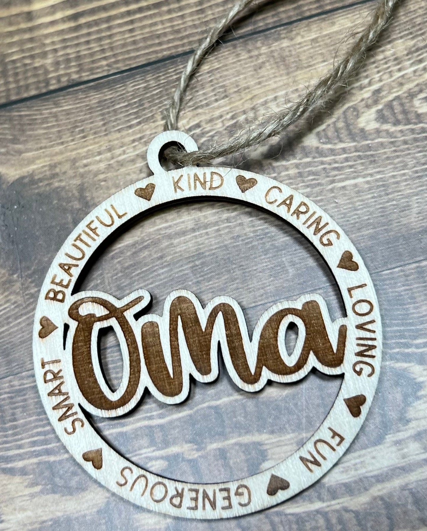 Oma Ornament,Personalized Ornament, Wooden Family Ornament,Laser Engraved Wood Ornament,Wooden Ornament