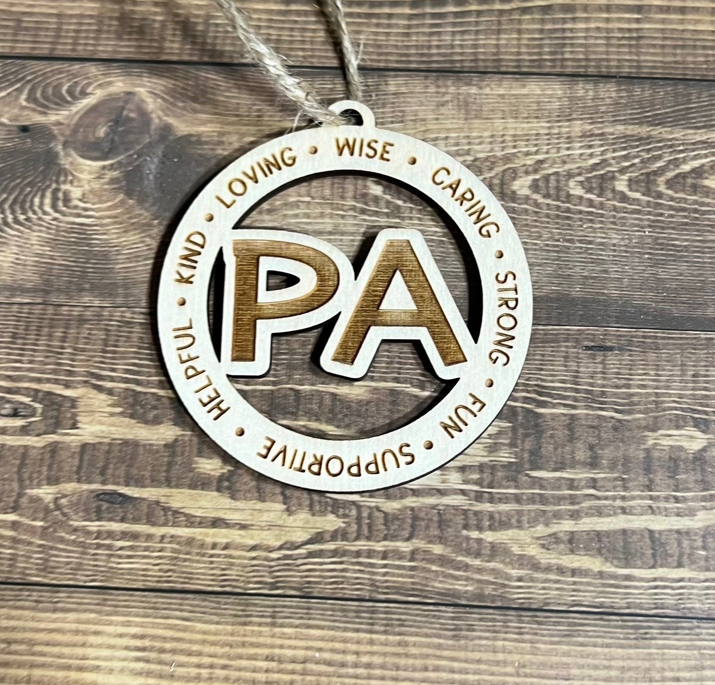 PA Ornaments, Personalized Ornament, Wooden Family Ornament, Laser Engraved Wood Ornament,Wooden Ornament