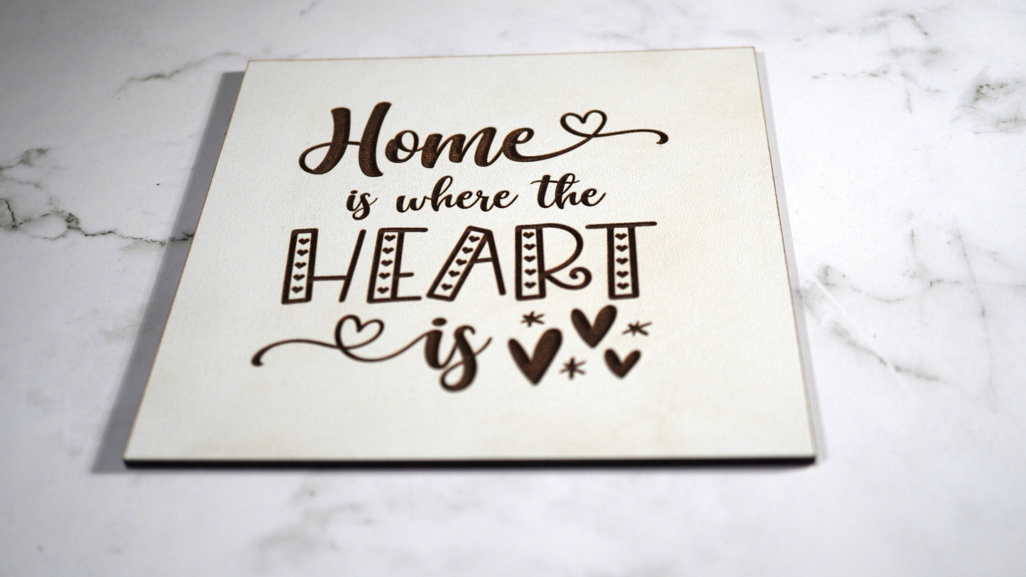 Home is where the Heart Is Sign, "5x5 " sign, Scrabble Tile, Wall Art