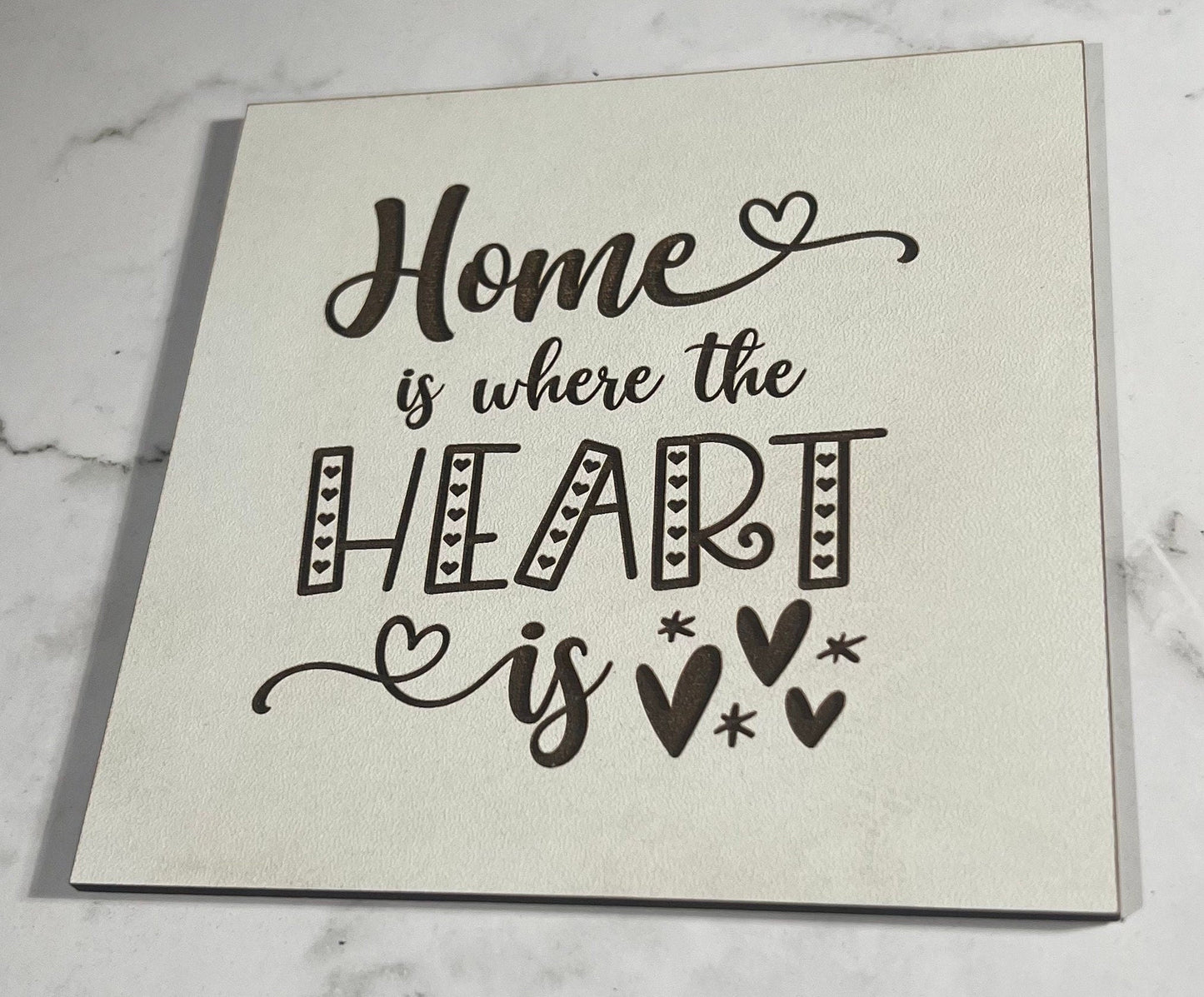 Home is where the Heart Is Sign, "5x5 " sign, Scrabble Tile, Wall Art