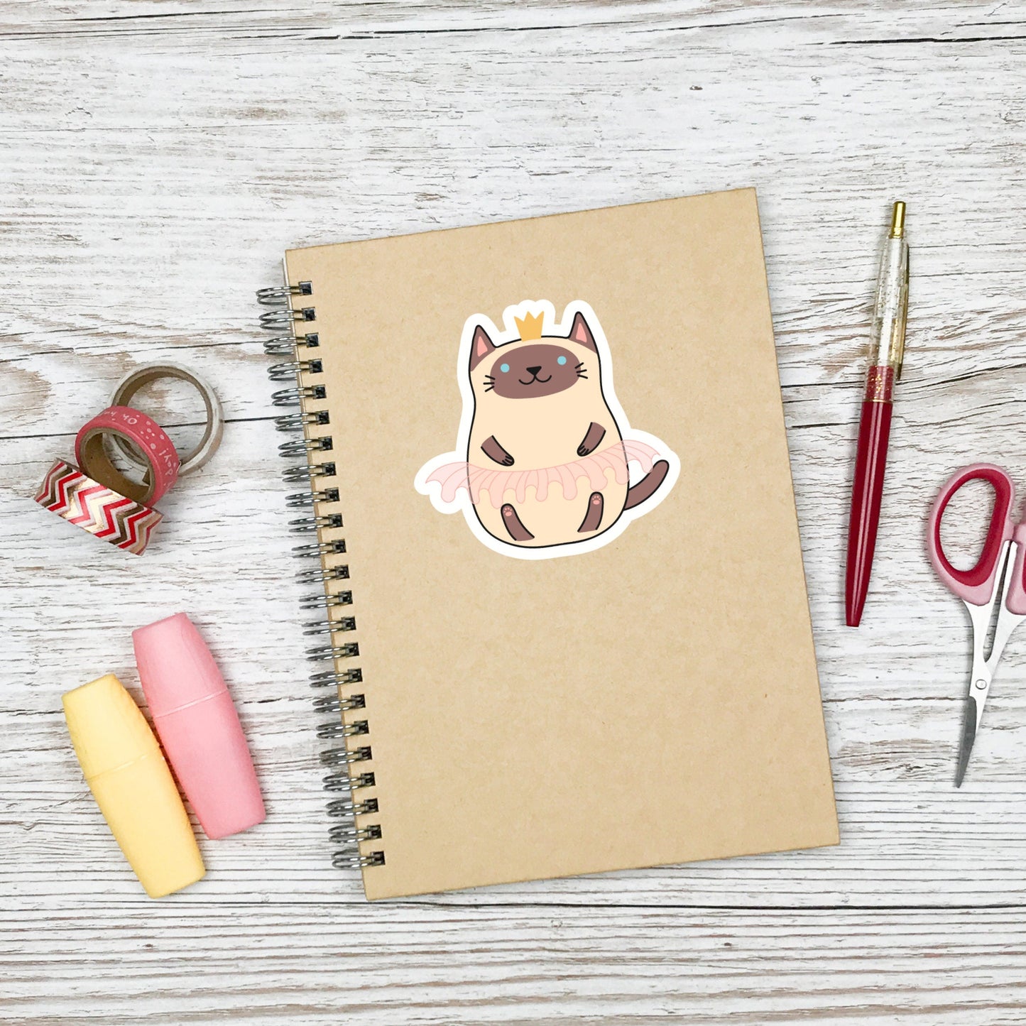 Princess Cat Sticker , Cat Sticker , Vinyl sticker, laptop sticker