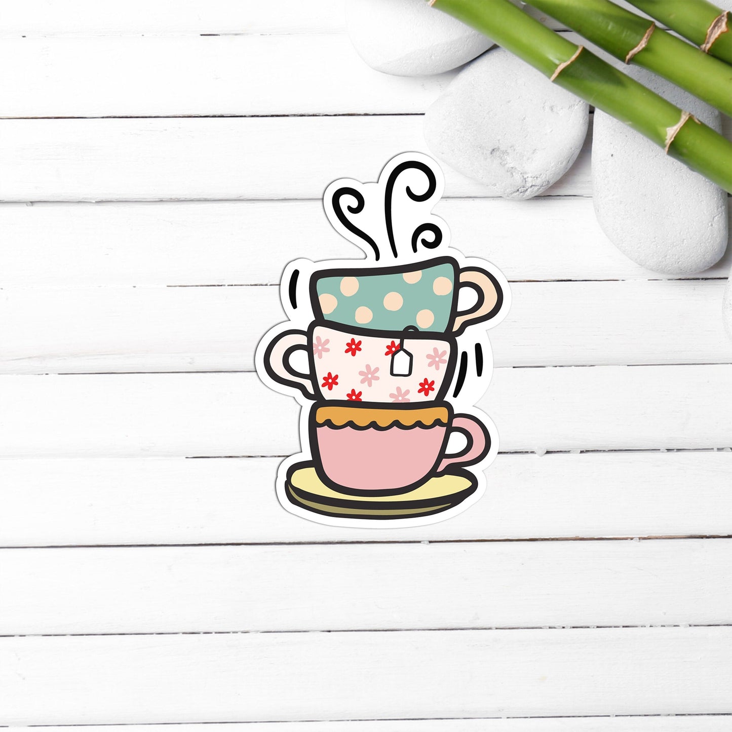Tea Cup Sticker, Sticker,Vinyl sticker, laptop sticker