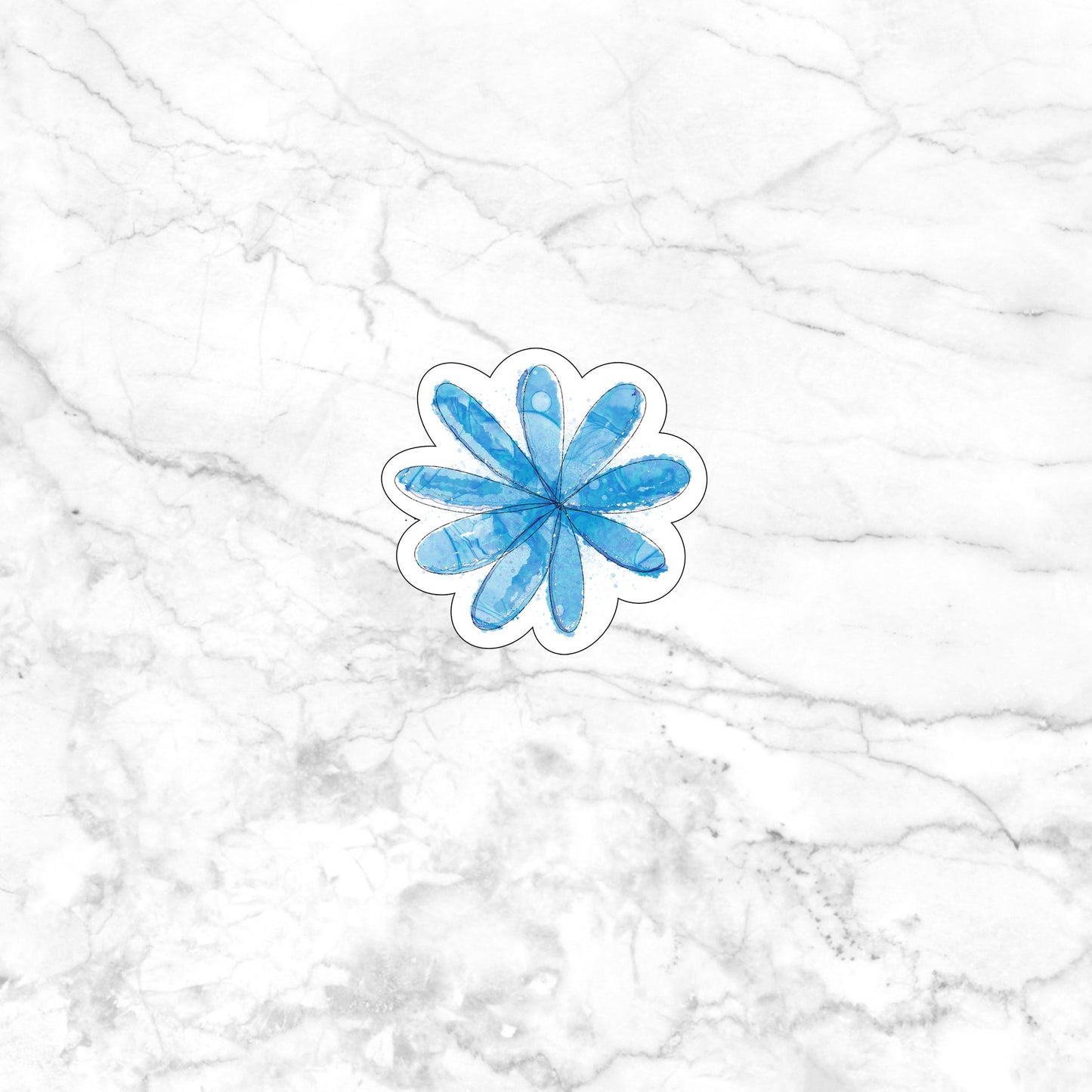 Inky Flower Blue Sticker