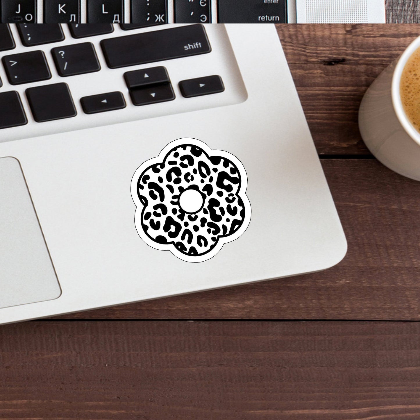 leopardflowerblack Sticker, Vinyl sticker, laptop sticker, Tablet sticker