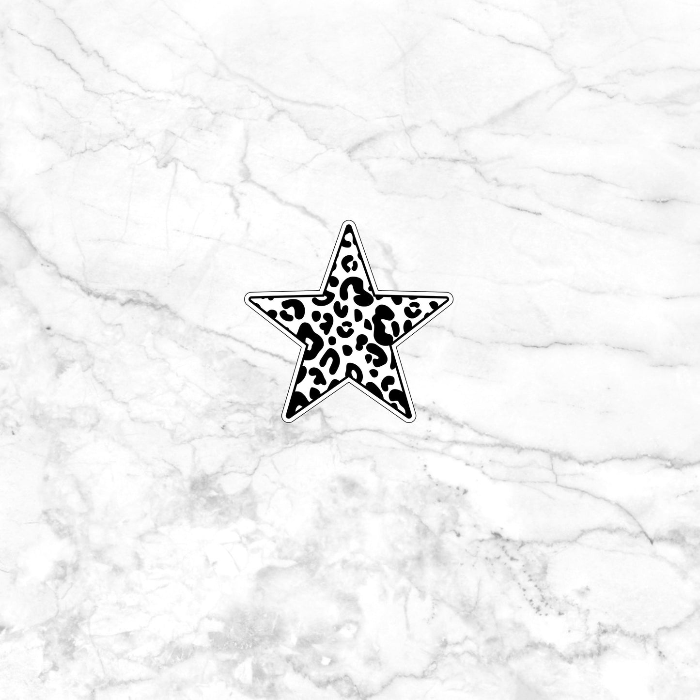 leopardstarblackwhite Sticker, Vinyl sticker, laptop sticker, Tablet sticker