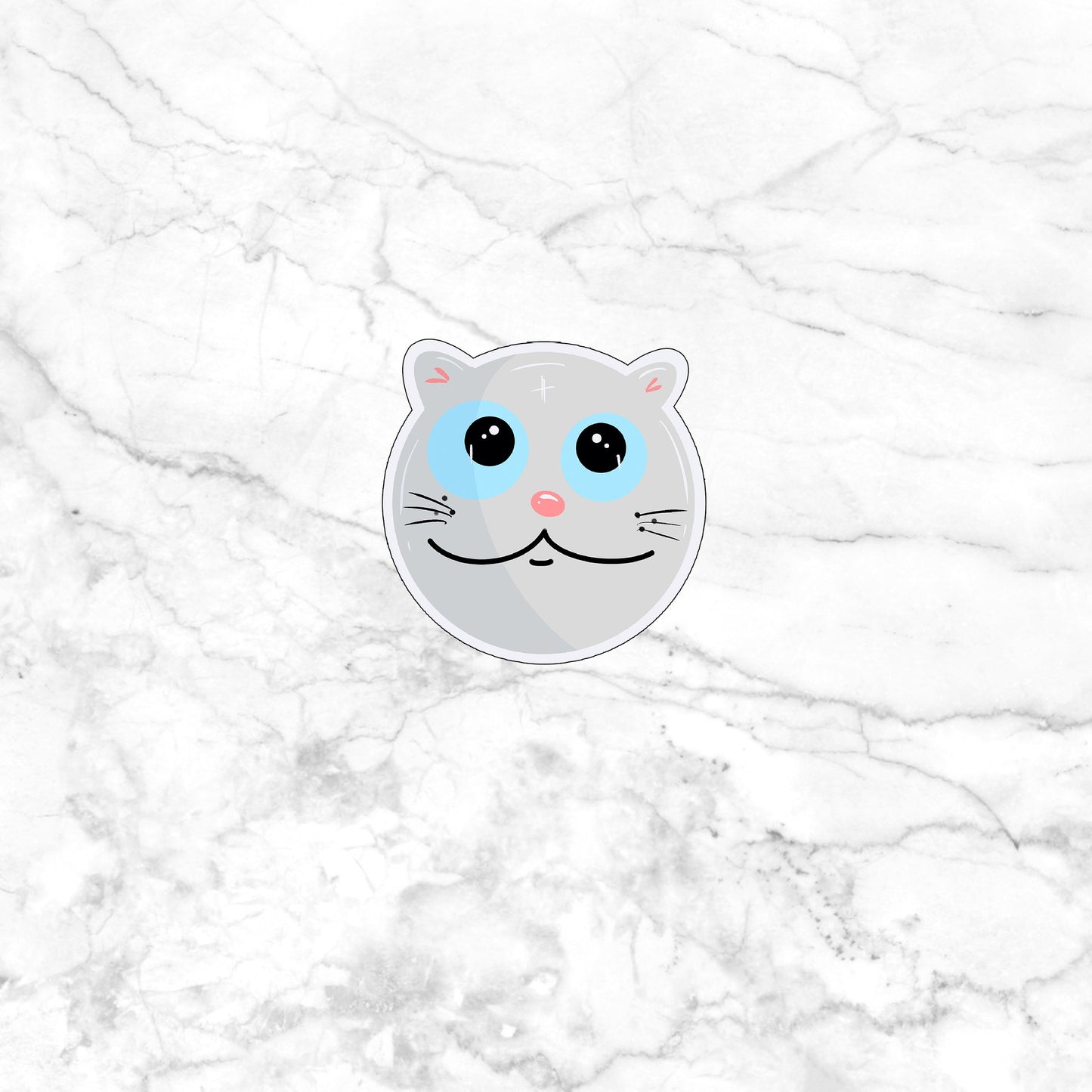 white Funny Cat Sticker
